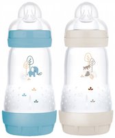 MAM Easy Start Self Sterilising Anti-Colic Baby Bottle Pack of 3 (3 x 260 ml), Anti-Colic Bottle with Medium Flow MAM Teats Size 2, Newborn Essentials, Blue (Designs May Vary