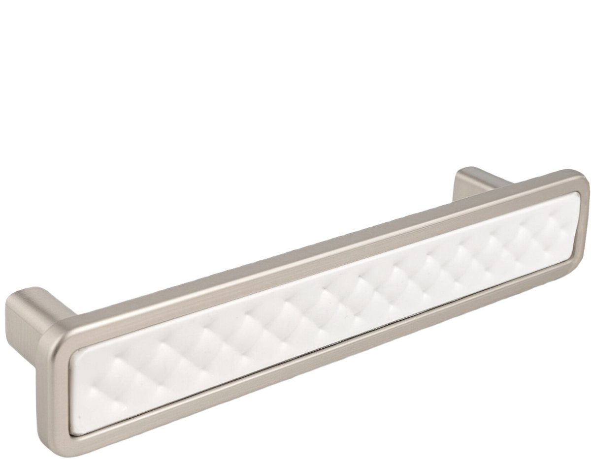 Domino Meubelgreep in Wit en Zilver Hoogwaardige kastgrepen van Znal Ladegrepen Moderne stijlgrepen voor keukenkasten, Ladekasten, Meubels 96 mm