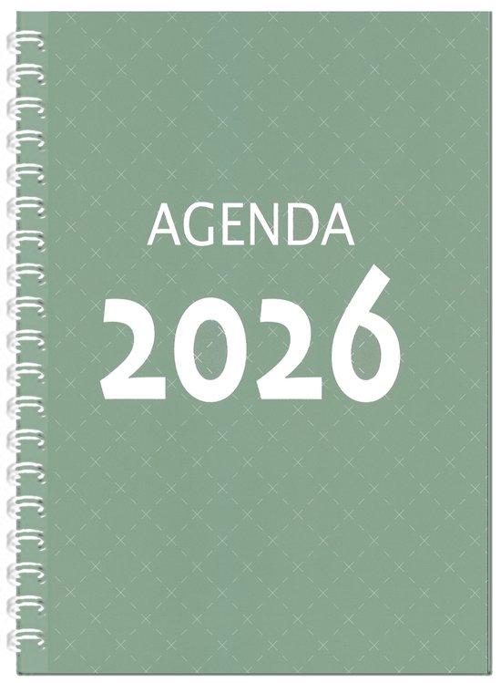 MGPcards - Agenda A5 2026 - Ringband - Spiraal - Flexibele kaft - Weekoverzicht - Grijs groen - 15 x 21 cm