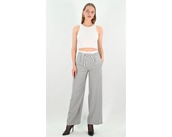 YesMooi - Wijde broek met Dubbele Tailleband - Grijs - L (40)