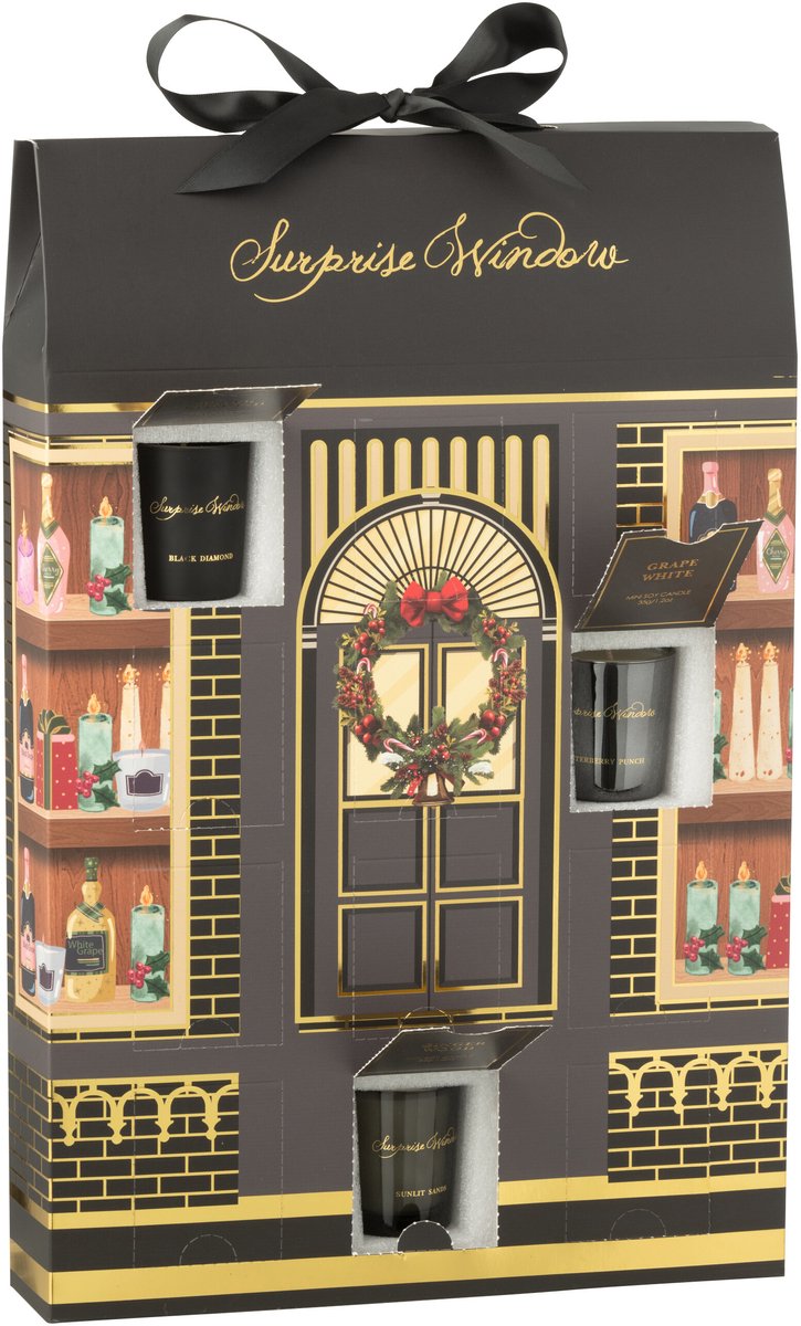 J-Line geurkaars Surprise Window - zwart/mix - 12 candles Multi - Zwart