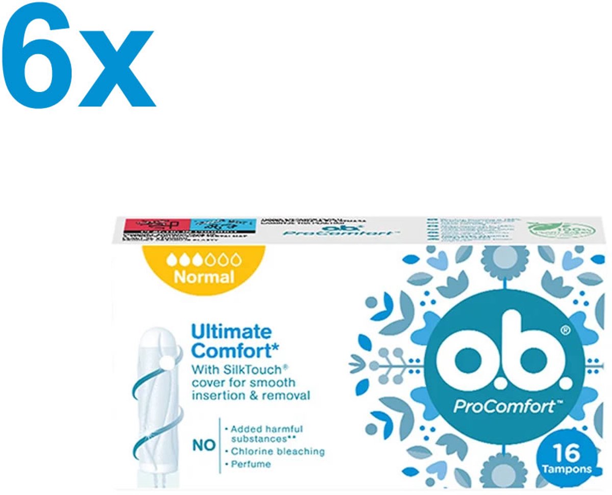 Goedkoopste o.b. ProComfort Normaal - tampons - tampon gemiddelde tot zware menstruatiedagen - 6 x 16 stuks