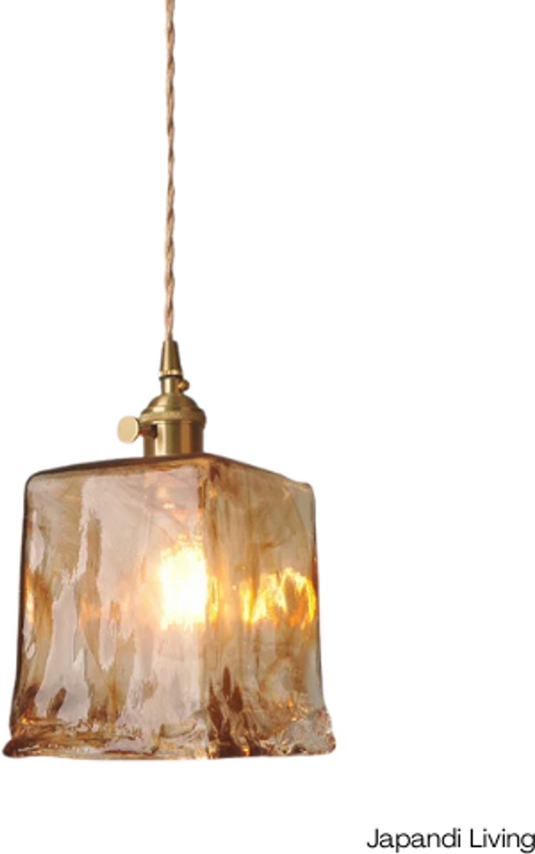 Japandi living hanglamp - hanglampen - woonkamer - eetkamer - slaapkamer - Glas - Minimalistisch - Vintage - 18x23cm