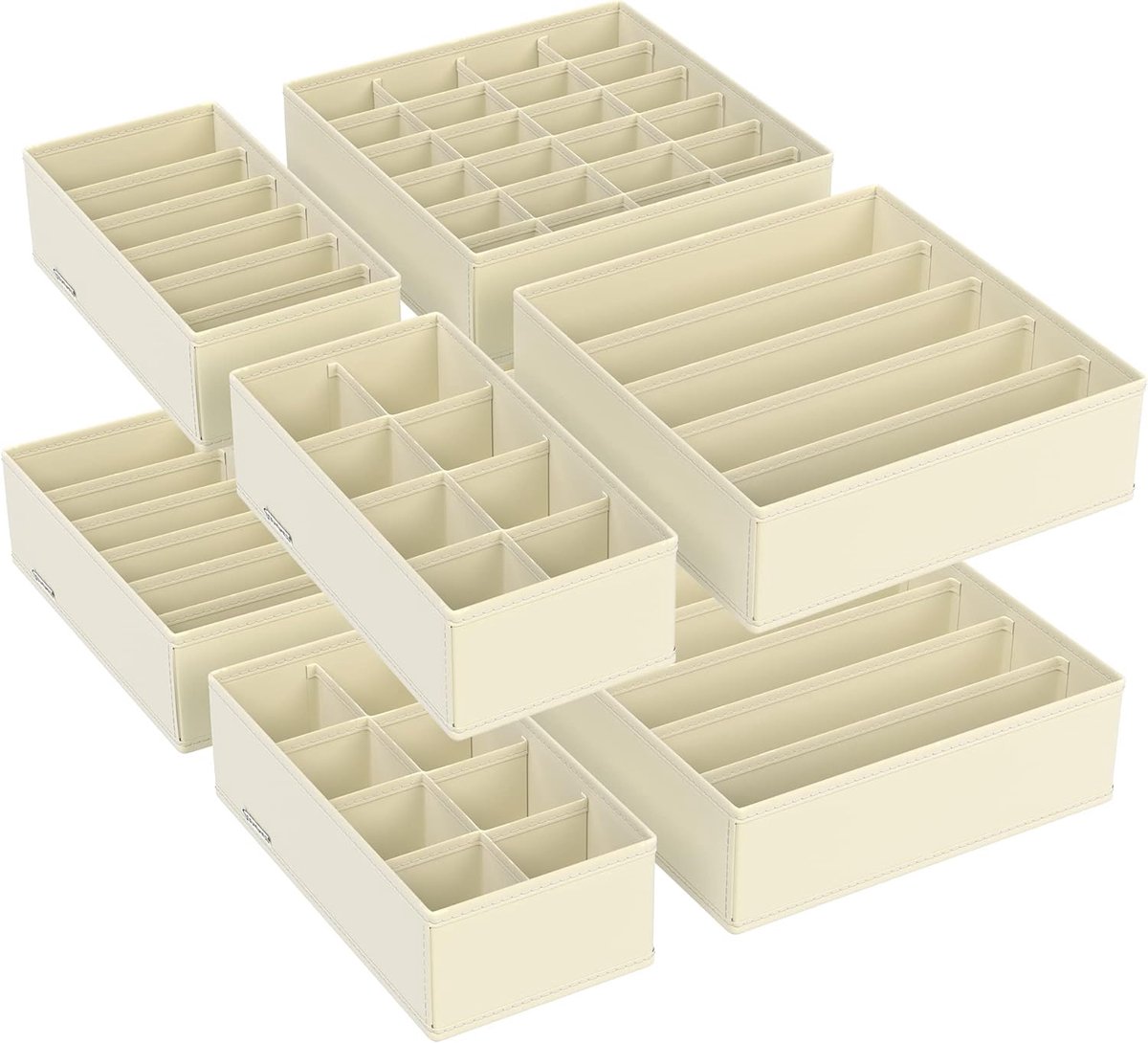 Famanu - Lade-organizers set van 8, opvouwbare opbergvakken voor sokken, ondergoed en stropdassen – beige
