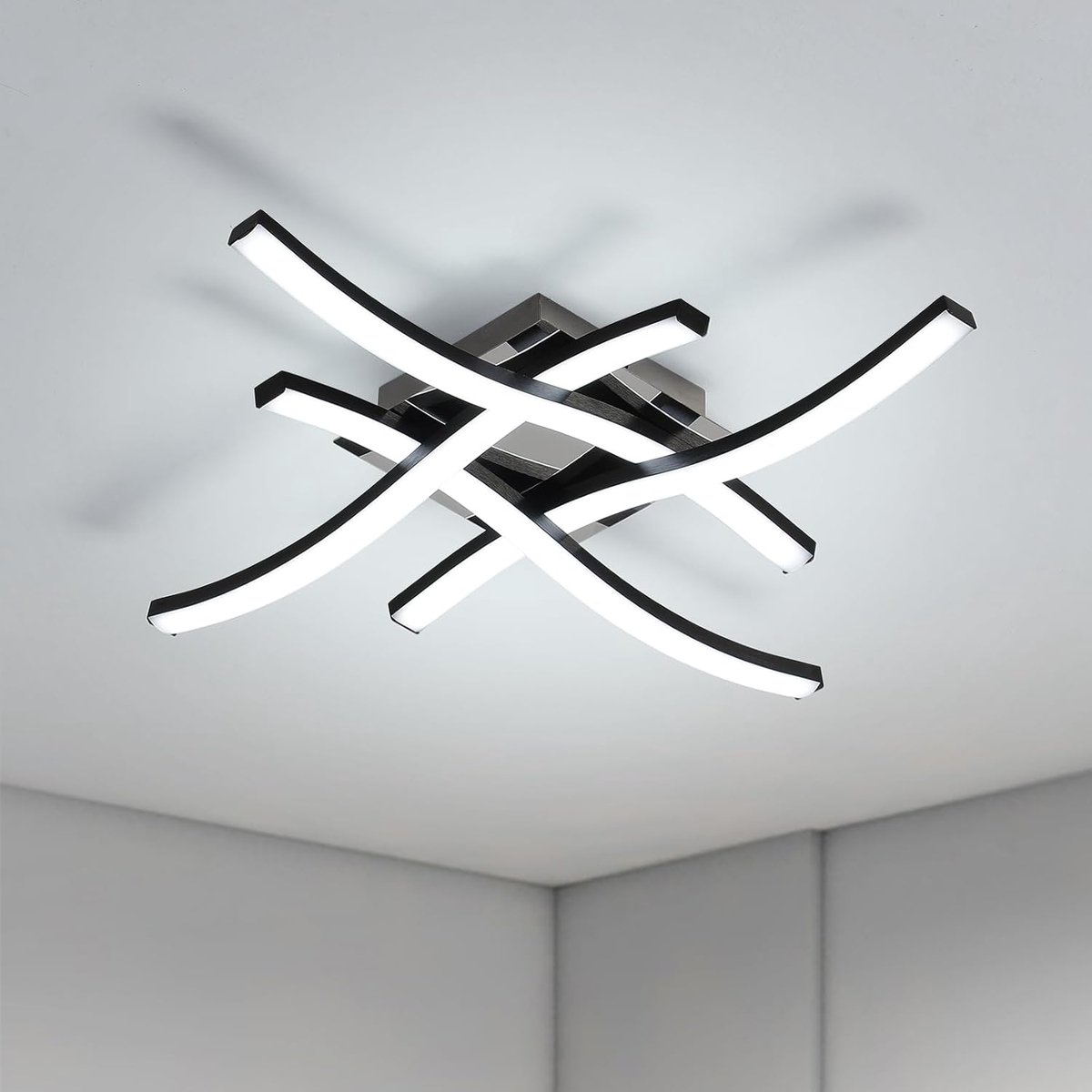 Moderne design LED plafondlamp, golfvormige hanglamp, 6500K koelwit licht, moderne kroonluchter voor woonkamer/eetkamer