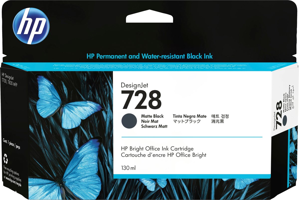 HP - 3WX25A - 728 - Inktcartridge zwart Mat