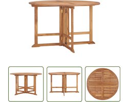 vidaXL Teak Hout - Tuin Tafel - Tuintafel inklapbaar Ø110x75 cm massief teakhout - Inklapbare Tafel - Buitentafel - Eetkamertafel