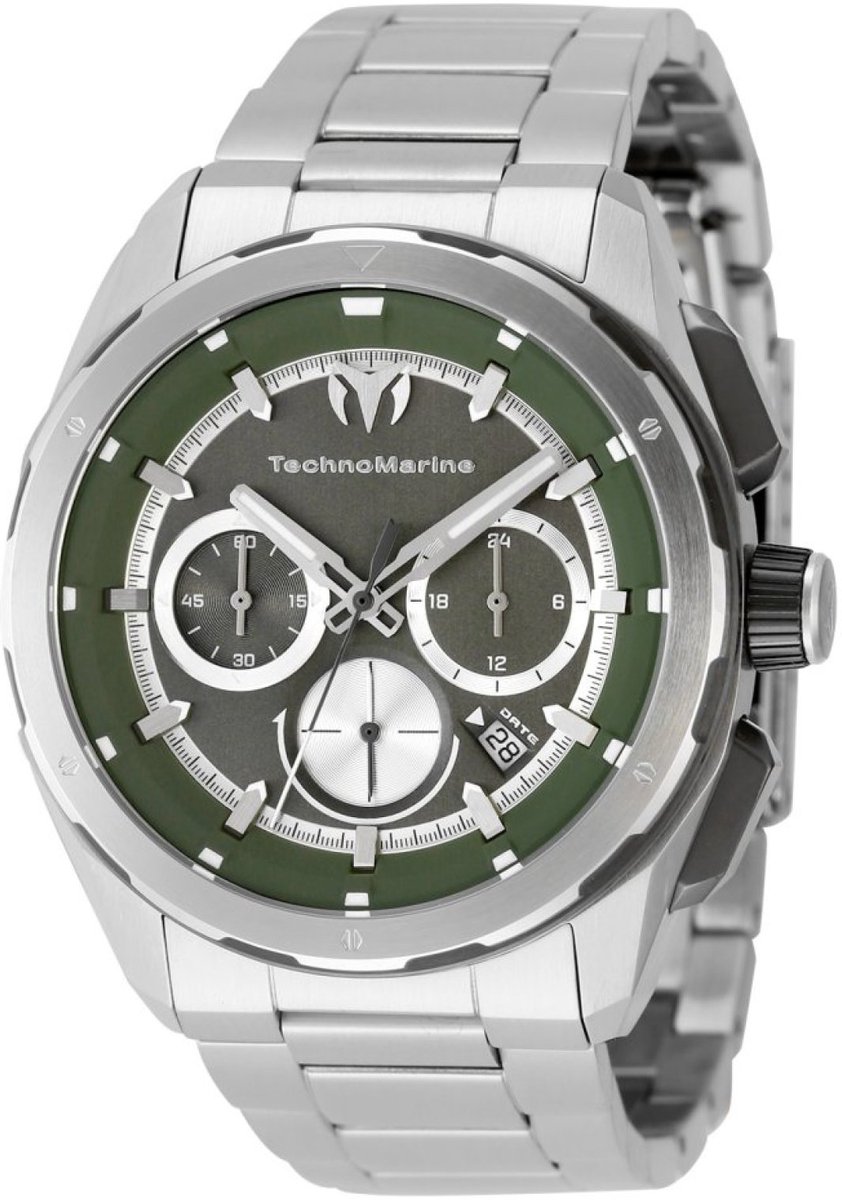 TechnoMarine OCEAN - NOMAD TM-318104 Heren Horloge - Waterdicht - Analoog - Quartz Uurwerk - Roestvrij Staal met groene Wijzerplaat - 43mm