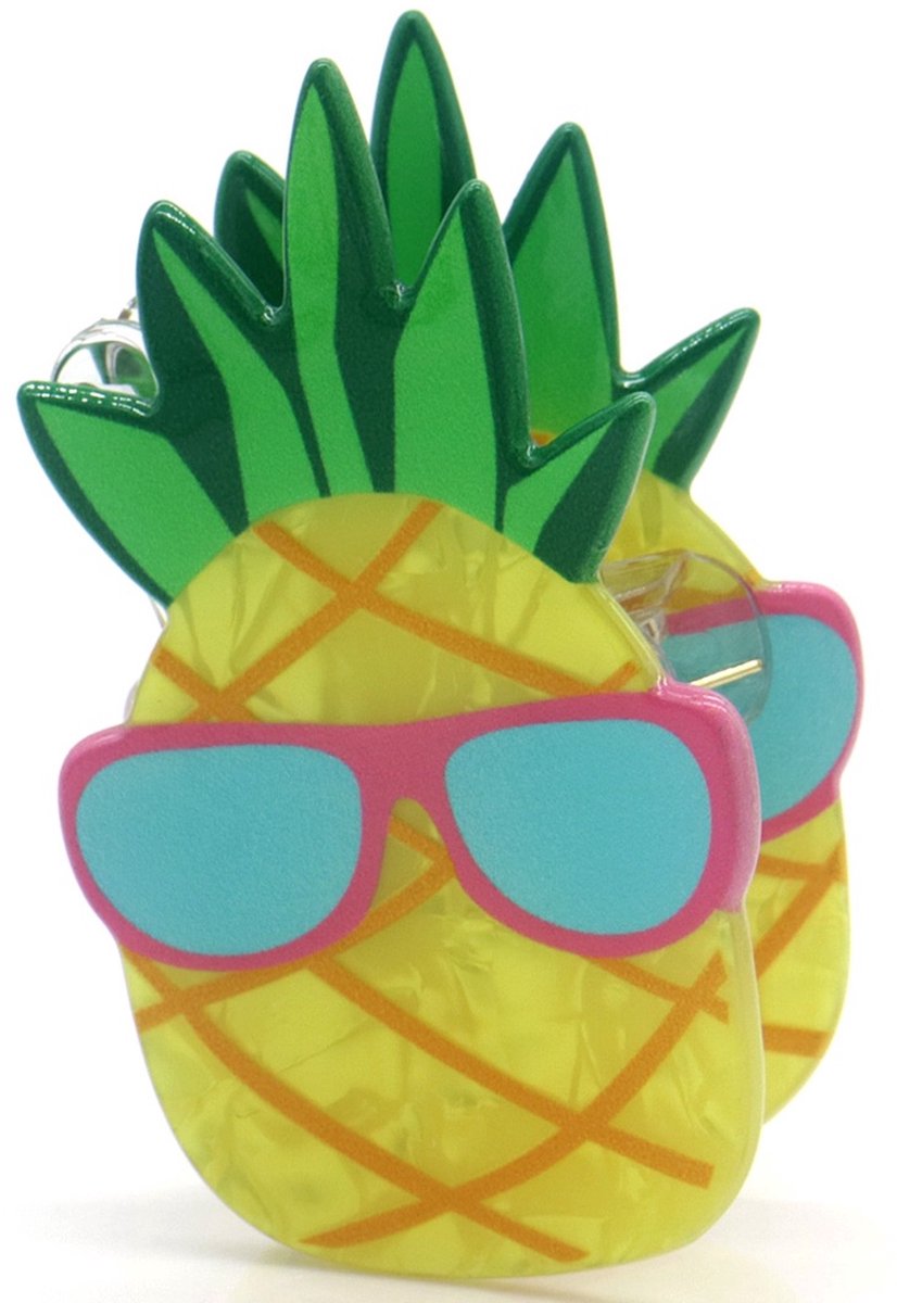 Haarclip Ananas met zonnebril - 7 Centimeter - Stevige grip - Damesdingetjes