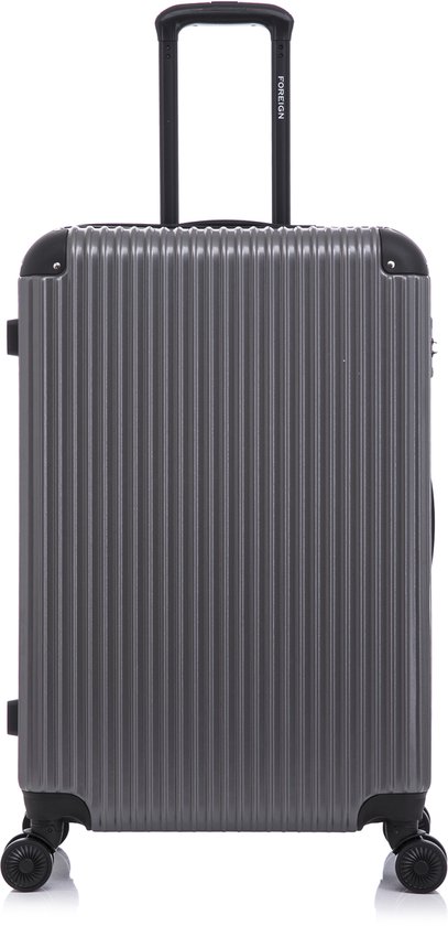 FOREIGN - Grote Koffer - 100 Liter - 28 Inch - The Vault Chrome Silver - Hardcase - TSA cijferslot - 360° Spinner Wielen - Grijs