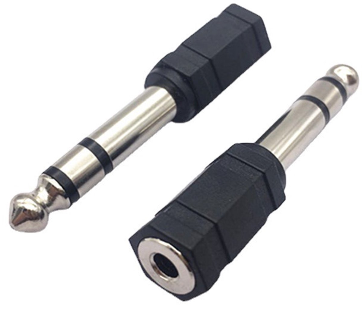 Jack Verloopstekker 2 stuks - 6.3mm male - 3.5mm female - zwart