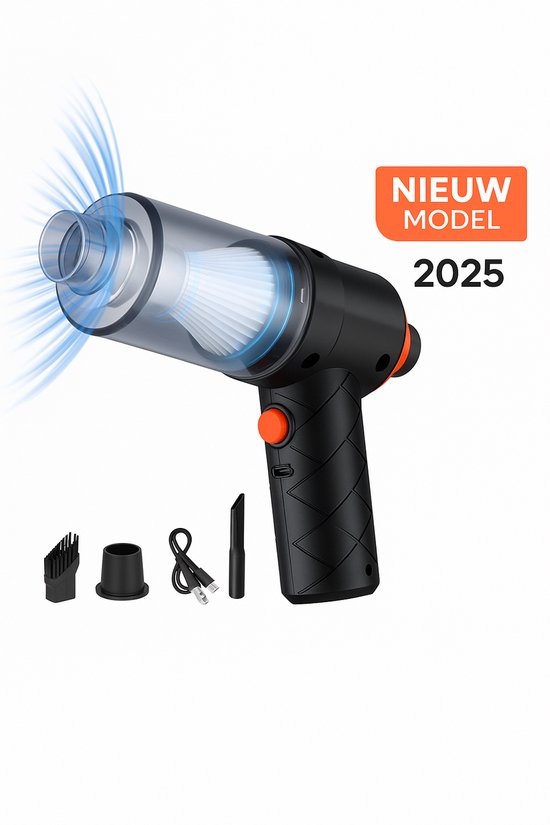 Narvie Draadloze Kruimeldief – 2500 PA Zuig- & Blaasfunctie – HEPA Filter – Nat & Droog – Voor Auto & Huis – USB Oplaadbaar – Pro2025
