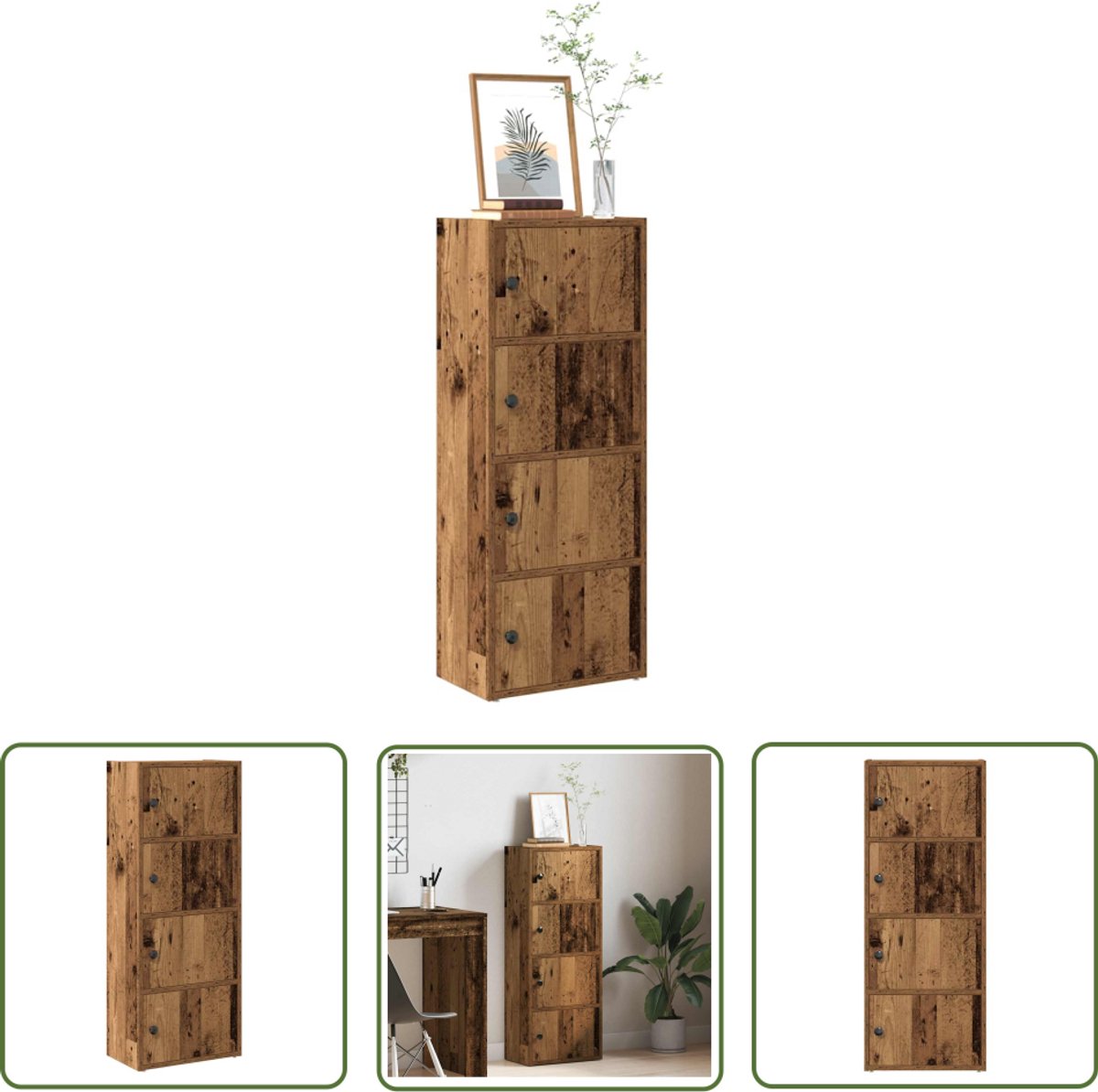 Boekenkast 40x24x77 cm bewerkt hout zwart eikenkleurig kopen Boekenkast 40x24x77 cm bewerkt hout zwart eikenkleurig kopen