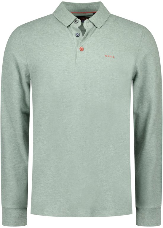 New Zealand Auckland Poloshirt Polo Long Sleeve 25gn200 1797 Soft Green Melange Mannen Maat - XXL