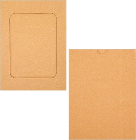 GOIEHIR Bruine papieren fotolijst, 40 stuks kraftpapier fotolijsten, papieren fotolijst, 11,5 x 15,5 cm, voor het ophangen van afbeeldingen, ansichtkaarten met 40 houten klemmen en 4 henneptouw, bruin