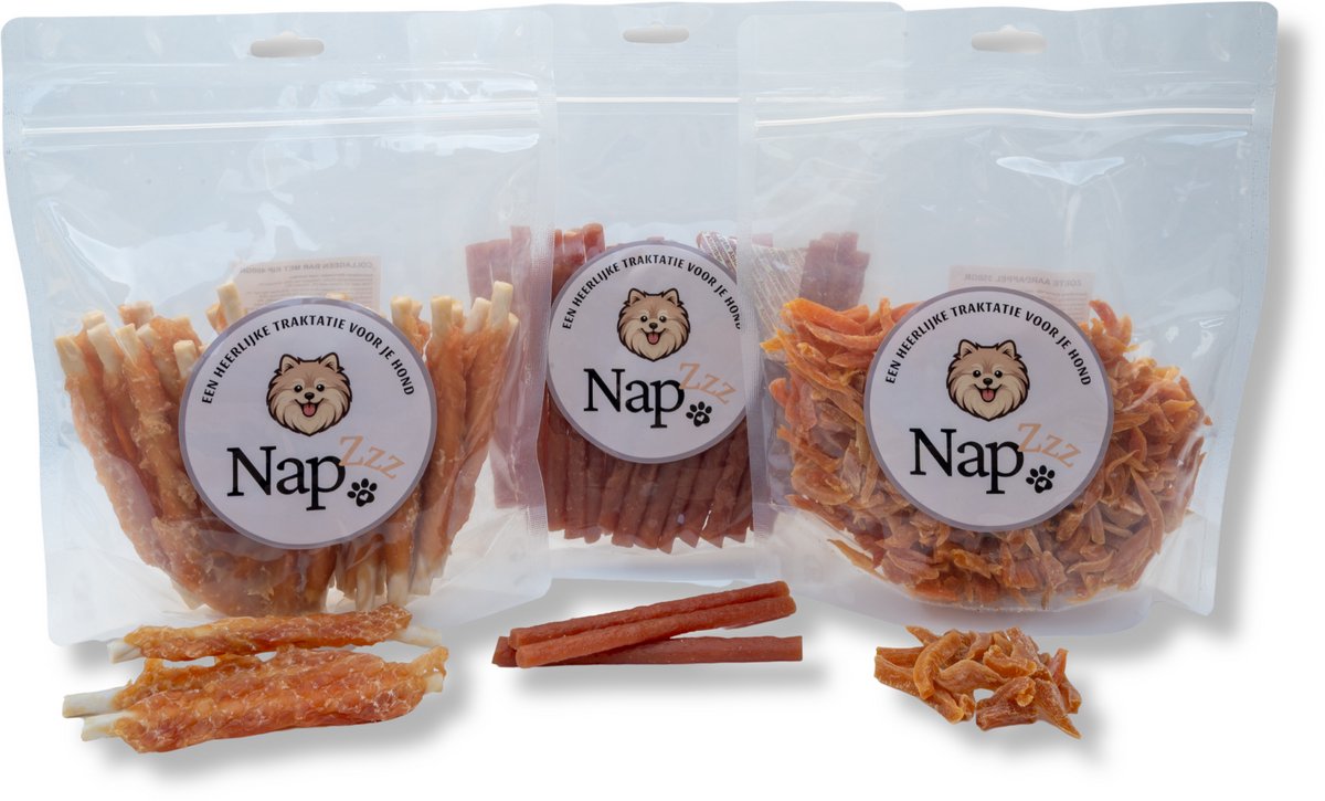 NapZZZ Hondensnack – Mix Combi Kip – Collageen Kip | Kipstick | Zoete Aardappel