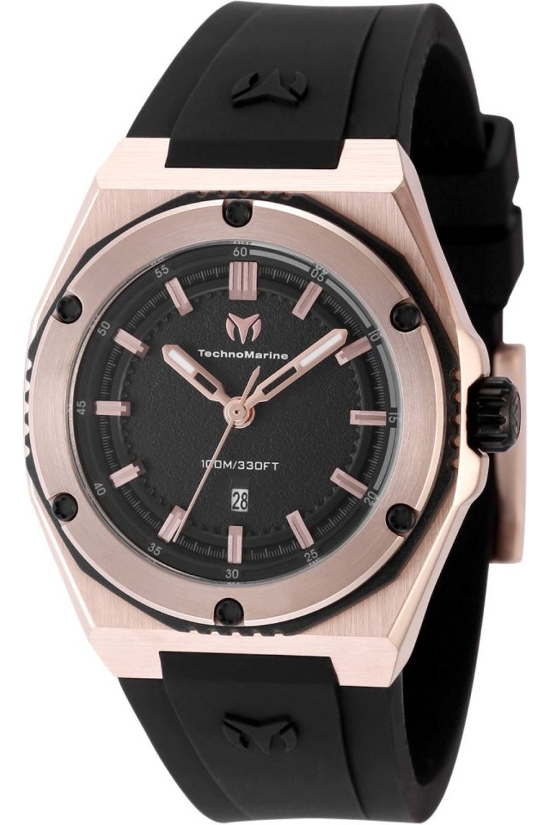 TechnoMarine CORAL - Legacy TM-416047 Dames Horloge - Waterdicht - Analoog - Quartz Uurwerk - Roestvrij Staal met zwarte Wijzerplaat - 36mm