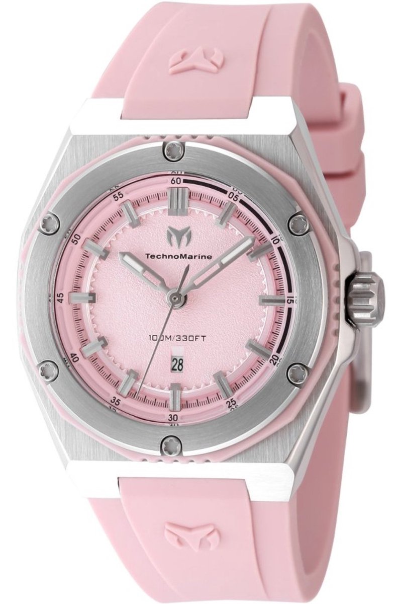 TechnoMarine CORAL - Legacy TM-416053 Dames Horloge - Waterdicht - Analoog - Quartz Uurwerk - Roestvrij Staal met roze Wijzerplaat - 36mm