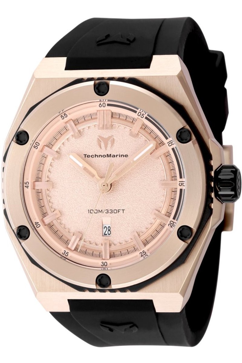 TechnoMarine CORAL - Legacy TM-416065 Heren Horloge - Waterdicht - Analoog - Quartz Uurwerk - Roestvrij Staal met rosegouden Wijzerplaat - 45mm