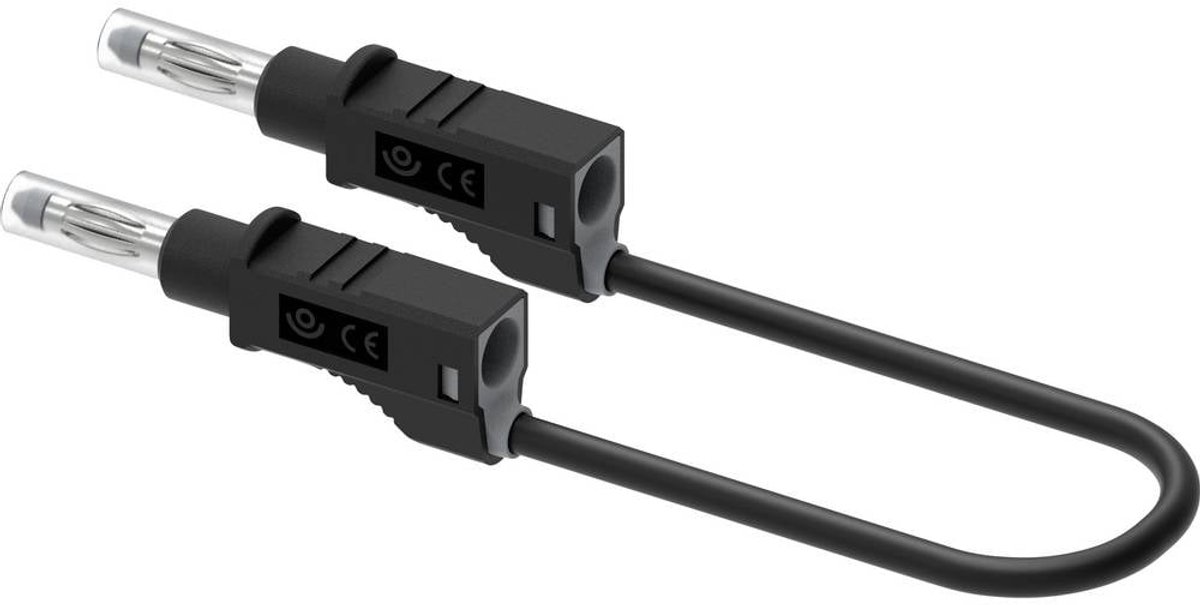 Electro PJP 2211/600V-CD1-25N Meetsnoer Bananenstekker 25 cm Zwart 1 stuk(s)