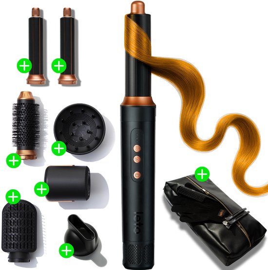 Airstyler 8 en 1 Air7 - Brosse sèche-cheveux, brosse à boucler et fer à boucler en 1 - Multistyler avec bandeau, diffuseur et technologie ION - Lisseur - Coiffeur - Sèche-cheveux - Brosse thermique - Tous types de cheveux