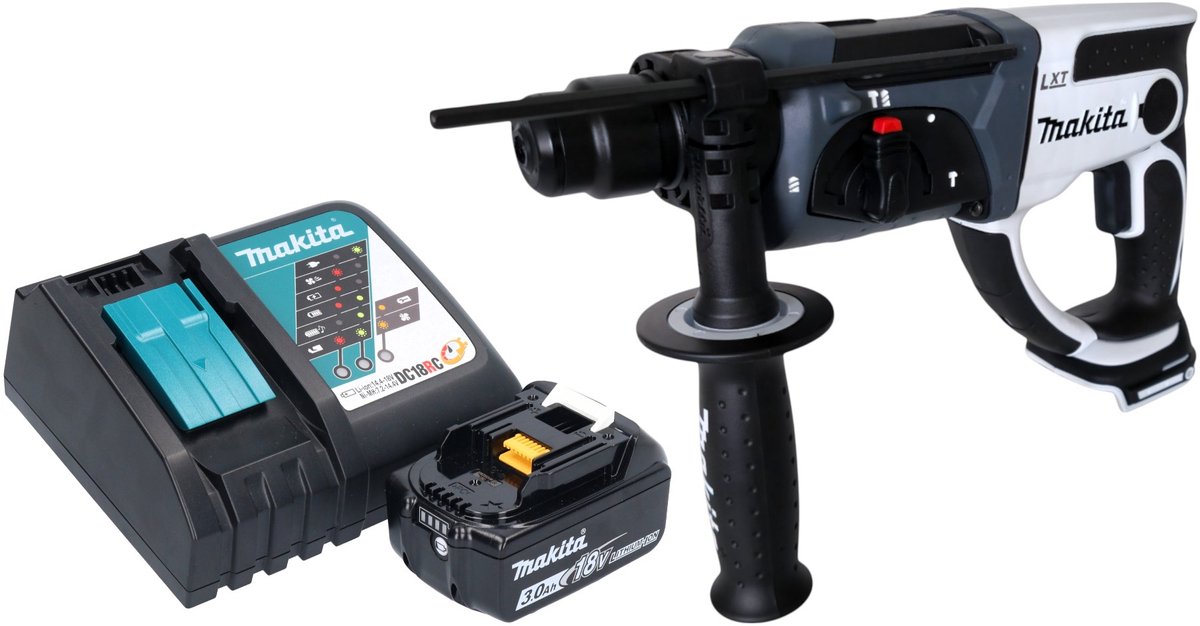 Makita DHR 202 RF1W accuklopboormachine 18 V 20 mm 2.0 J wit + 1x accu 3.0 Ah + lader