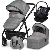 Lionelo Bianka - Kinderwagen 4 in 1 - incl. Autostoel & ISOFIX Basis - 0-22kg - XXL - Buggy 4in1 - Verstelbare Duwstang - Opvouwbaar - Accessoireset - XXL Zonnekap - Gelagerde Wielen - Reiswieg - Volledige Vering