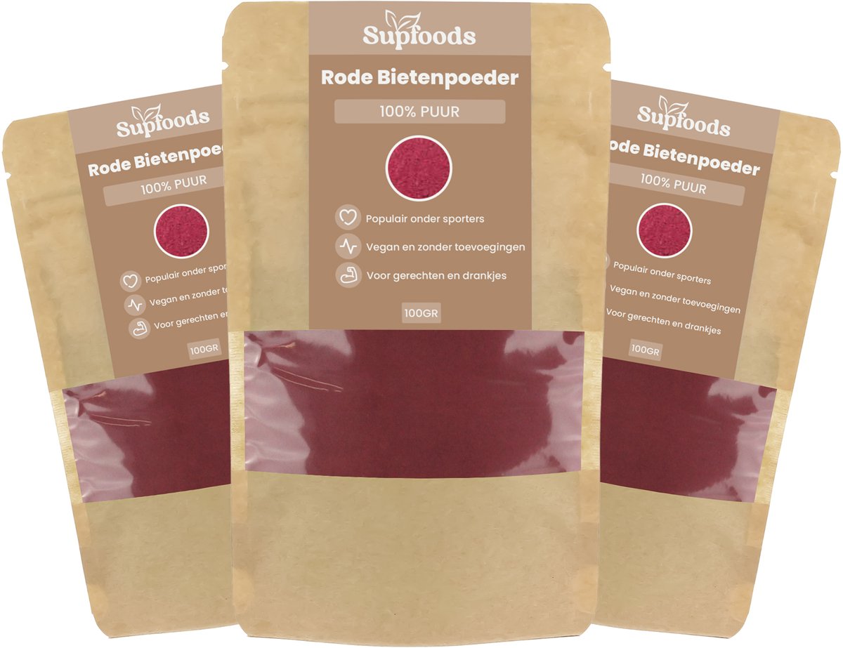 Rode Bieten Poeder 100% Puur - 500 g - Fijn Gemalen - Voor Smoothies & Recepten - Natuurlijk Beetroot - Alternatief voor Bietensap