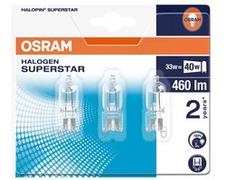 Osram Eco Halogeen Halopin G9 33W = 40W - 230V - 460 Lumen - 2800K Warm Wit - Dimbaar - 3 stuks