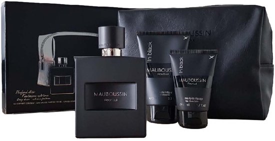 Mauboussin Pour Lui In Black Gift Set Edp 100ml, Shower Gel 100ml, Aftershave Balsem 50ml en Zwarte Toilettas