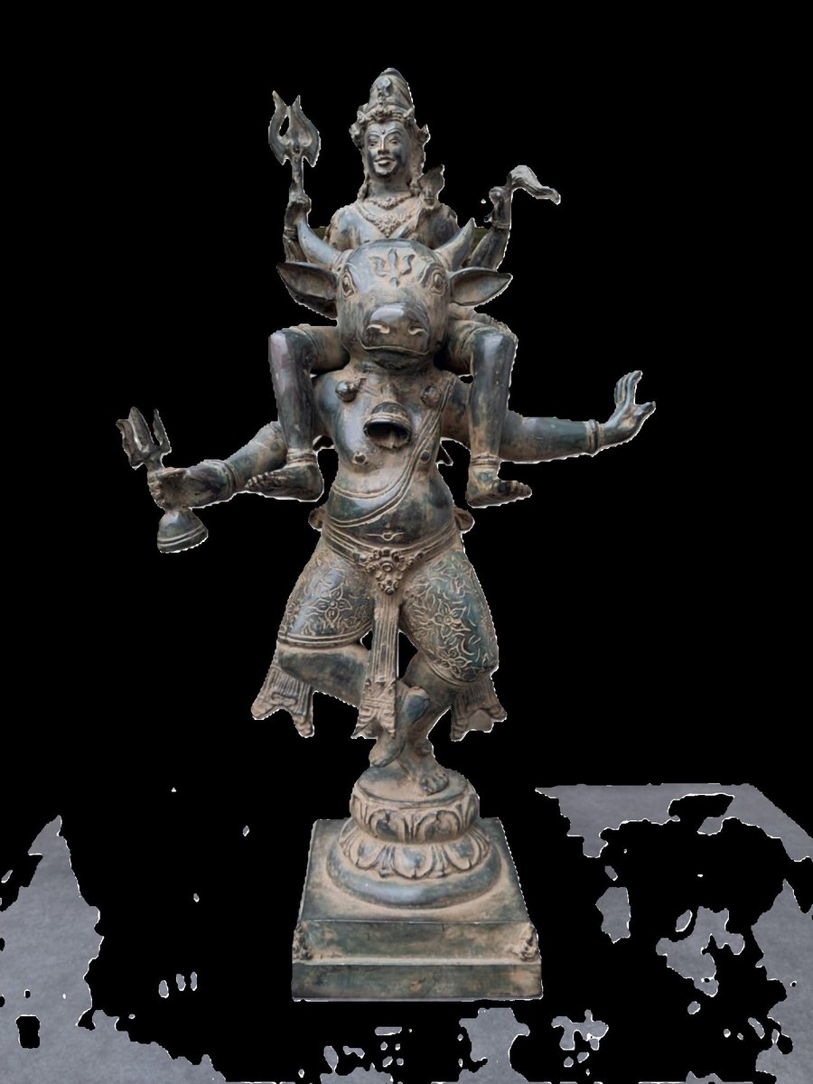 statue en bronze de Shiva chevauchant buffle sacrée Nandi/Inde