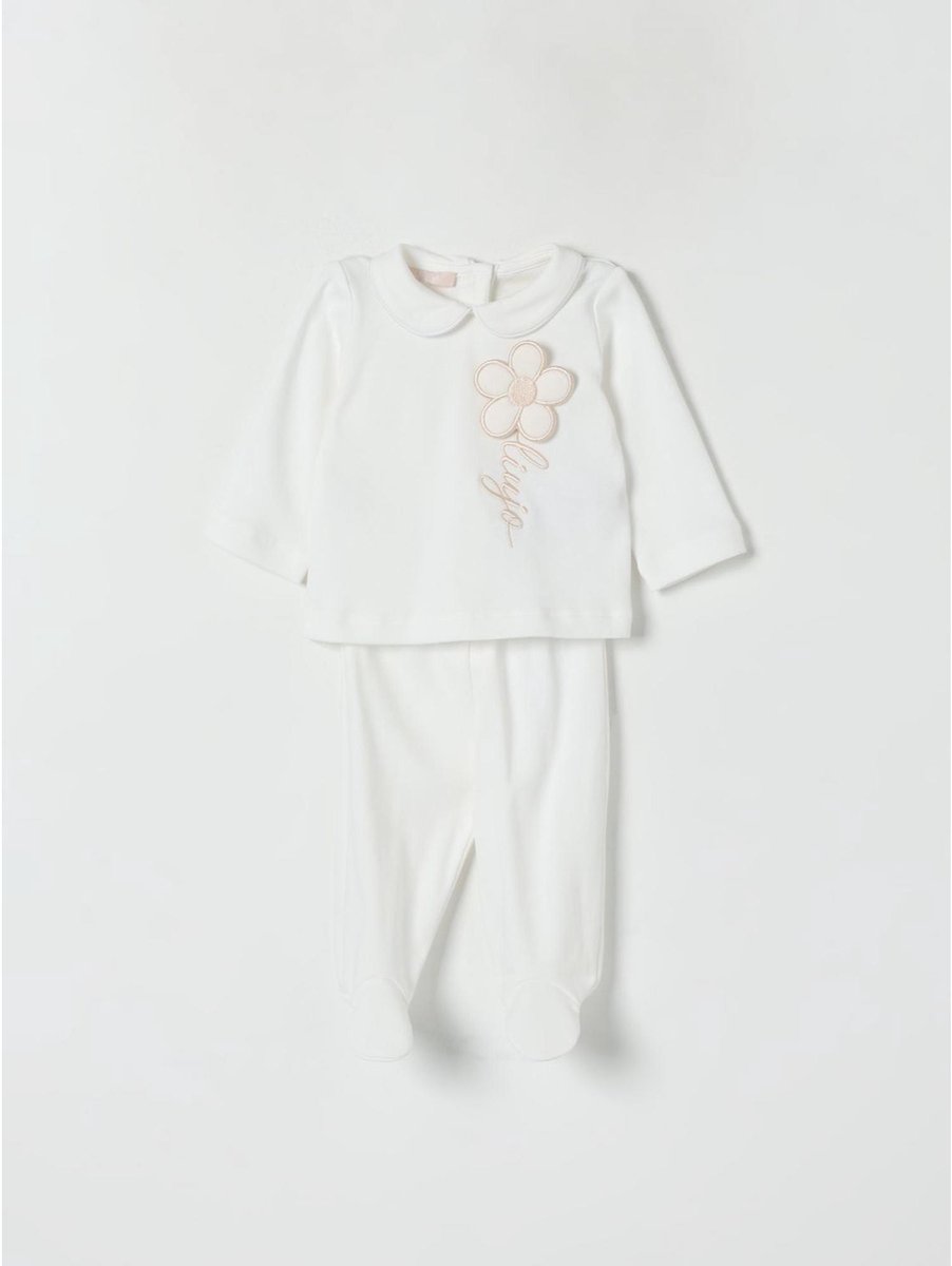 Baby Girl Outfit Flower Applique Kids - White Ropes Cords