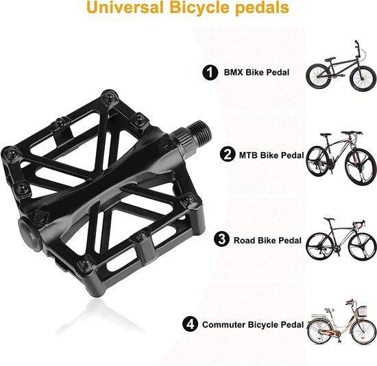 Fietspedalen - Platformpedalen - MTB Pedalen - Aluminium fiets pedalen - Trappers Fiets - Flat Pedals - Antislip Mountainbike Pedalen - Grip Pedalen universeel - inclusief bevestiging gereedschap - Geschikt voor MTB en E-bike van Merkloos — afbeelding 2