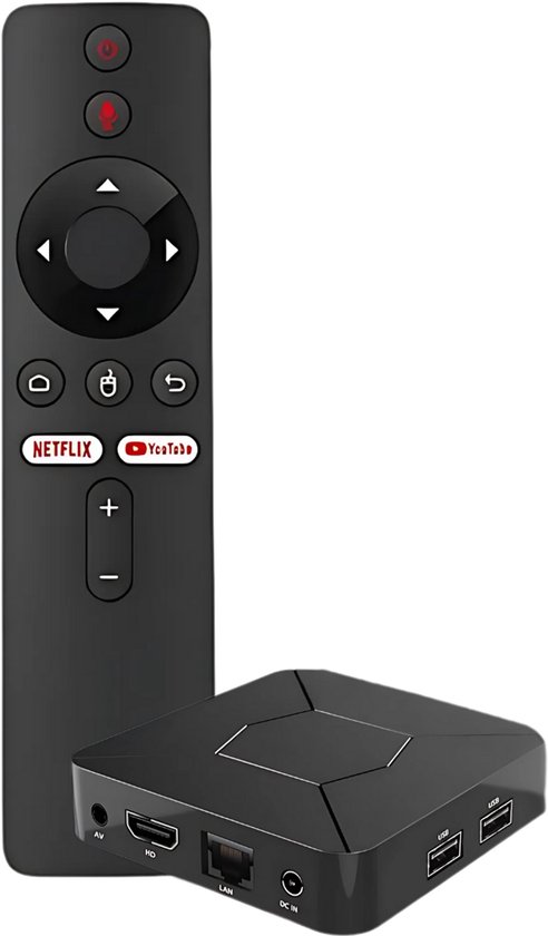 BMN® Android TV Box 4K HDR - Mediaplayer - Streaming Box Incl. Google assistant en Google play - Chromecast Voor Tv