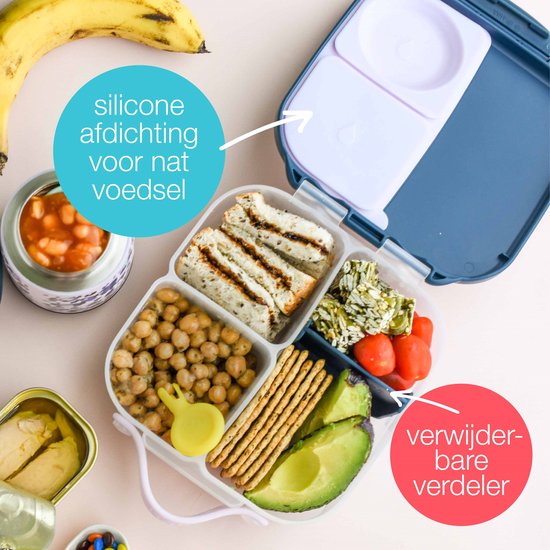 b.box Mini boîte à lunch | Boîte Bento à 3 compartiments (dont 2 étanches) | Idéal pour les tout-petits, déjeuners et Snacks pour les Enfants | Pour un fruit Heel | Sans BPA