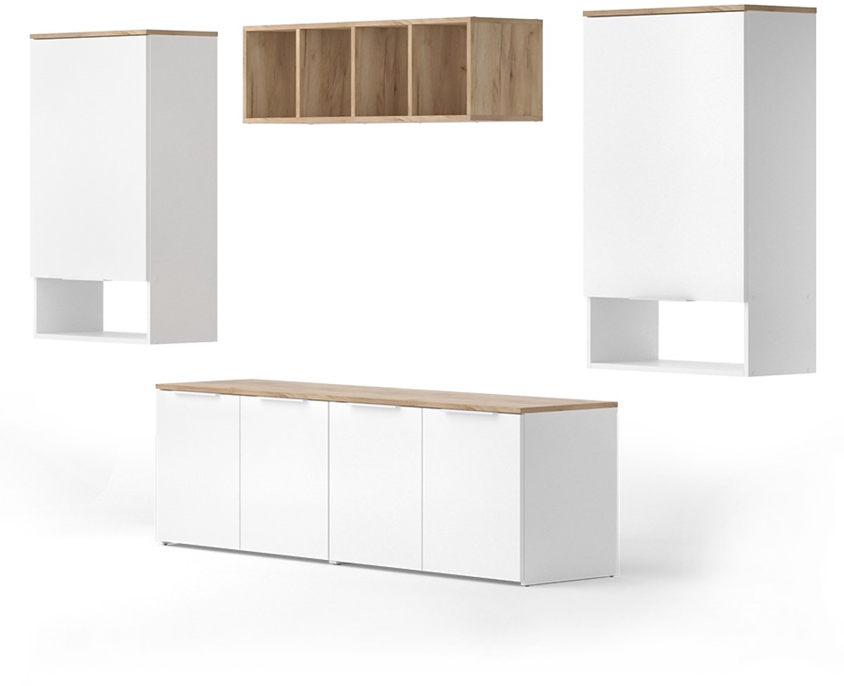 Vicco Wido Woonwand – 5 delen Wit/Sonoma