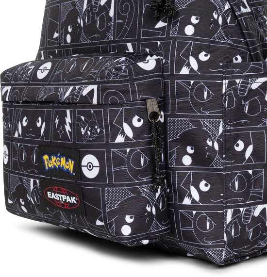 Zwarte Eastpak rugzak met Pokémon print, Eastpak logo en rits.
