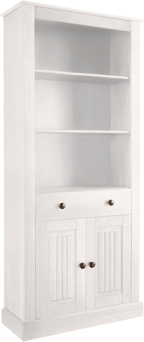 Notio Living Mille-Boekenkast - 2-deurs 1-lade - Wit Grenen