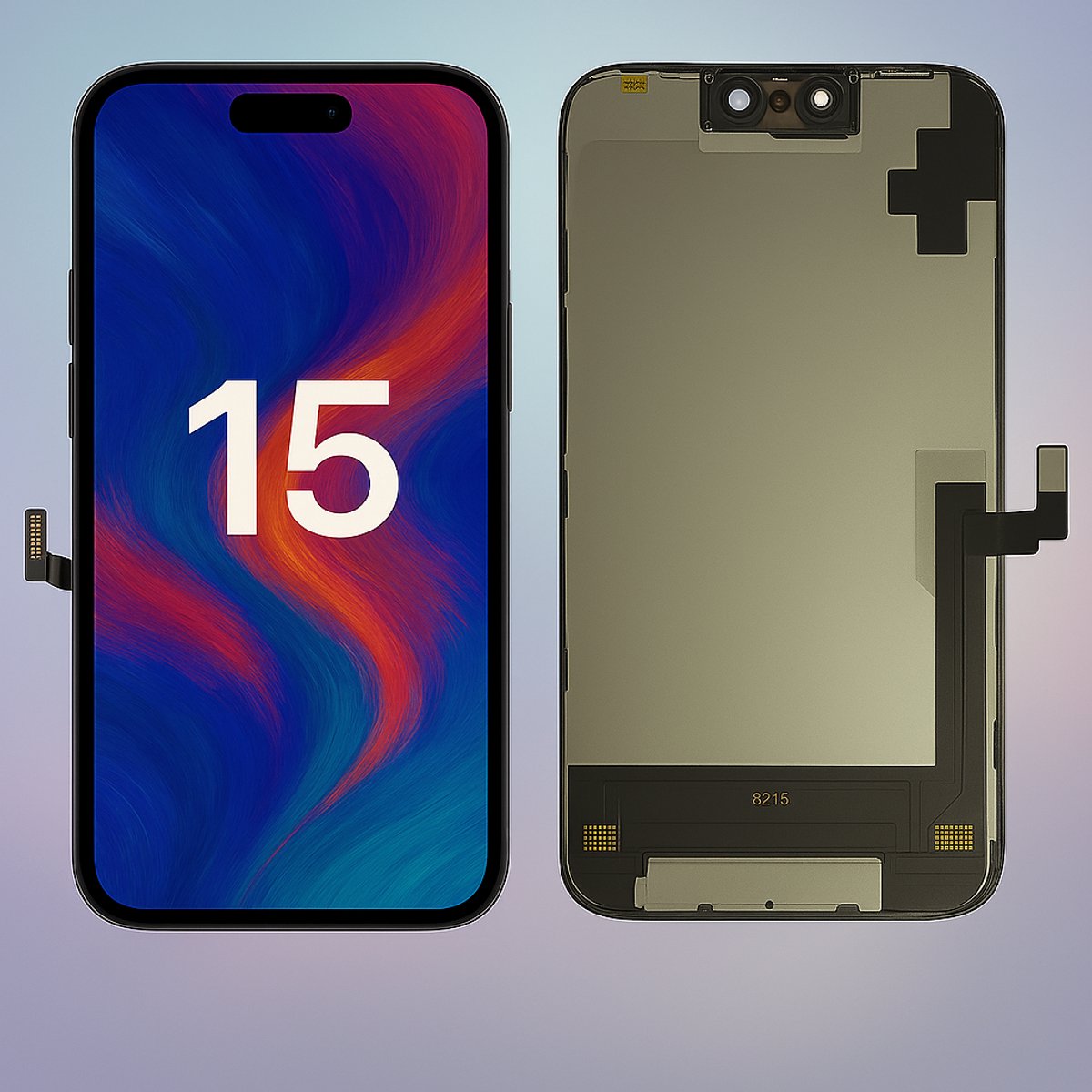LCD Scherm Geschikt Voor IPhone 15 Met Front Camera Frame | Hoge HD+ Kwaliteit Display