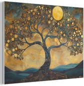Akoestisch wandpaneel 100x70 cm - Vilt schilderij Boom - Industrieel - Abstract - Geel - Akoestische panelen - Geluidsdempende wanddecoratie - Geluidsisolatie woonkamer - Muurdecoratie geluidspanelen