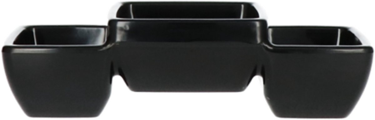 Truyts Schaal 3vaks Melamine 20 x 9 cm Zwart