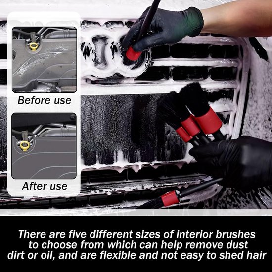 Detail Brush Set van 5 - Auto Reinigingsborstels - Interieur Borstels - Ventilatie Slots Schoonmaak van Merkloos	 — afbeelding 4