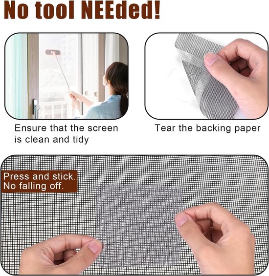 10pcs Raam Screen Reparatie Patches - 10x10cm Zelfklevende Screen Raam Mesh Reparatie Tape voor Repareren van Raam Screens - Deuren - Tenten - Netten van Merkloos	 — afbeelding 5