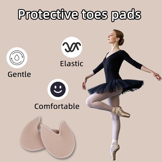 2st Ballet Dans Teen Pads, Zachte Stof Teen Zakjes Pads Hoezen Puntschoenen Hoge Hakken Teenkappen Beschermers Puntschoen Accessoires voor Vrouwen Meisjes om Voeten te Beschermen van Linicort — afbeelding 2