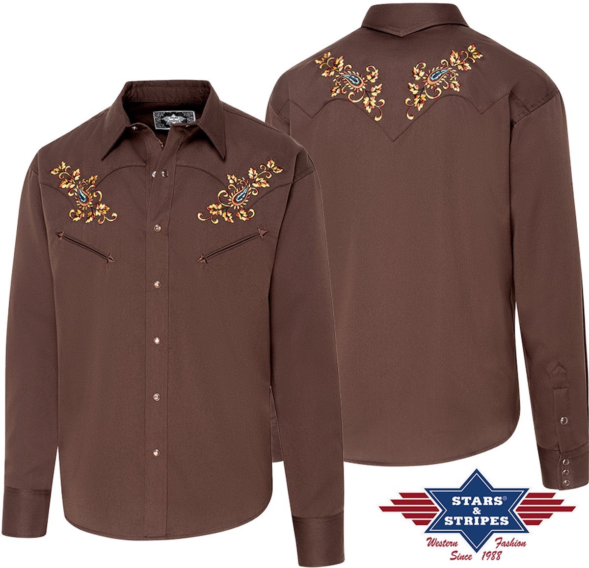 Stars & Stripes - Western Shirt Hogan Bruin - Maat M