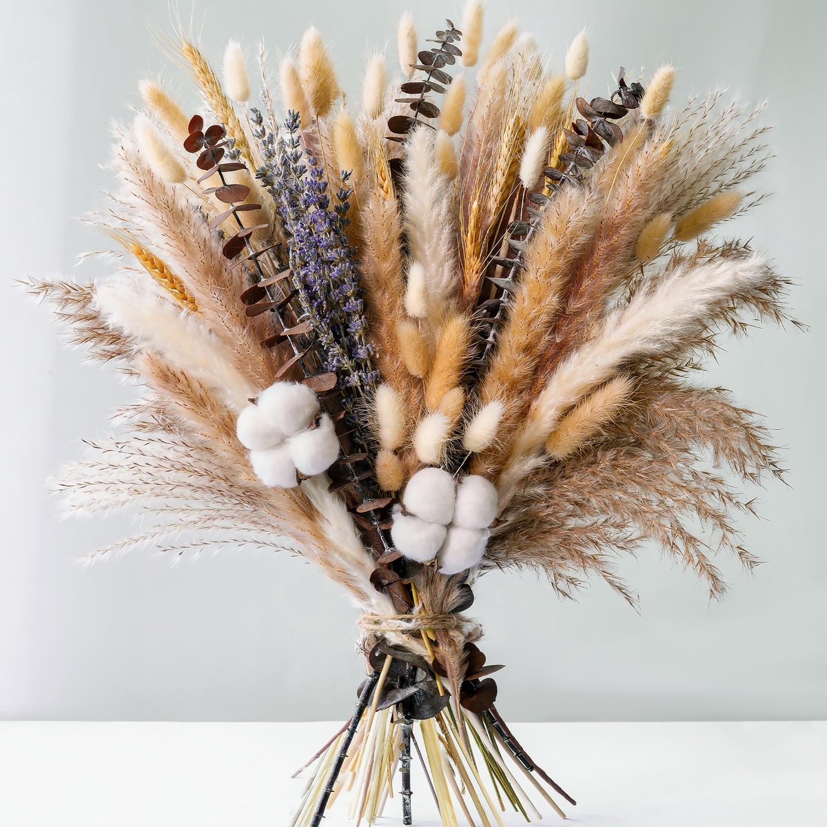 Ibenzoa® Stijlvol Boeket Droogbloemen met Pampasgras en Eucalyptus voor Boho en Vintage Decoratie