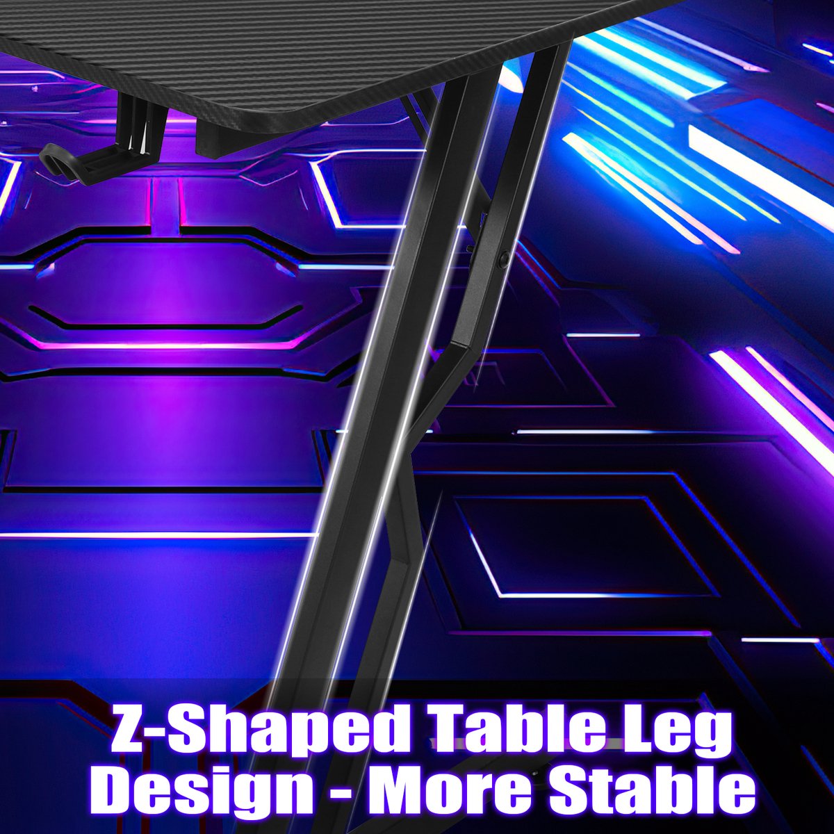 Game Bureau140x60 cm,Game Bureau,Zwart Carbon, Hoekbureau, Gaming Desk ,Computertafel thumbnail 6
