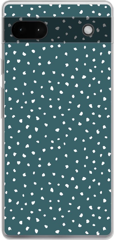 Coque de téléphone compatible avec Google Pixel 6a - Motif à pois - Wit - Vert - Siliconen