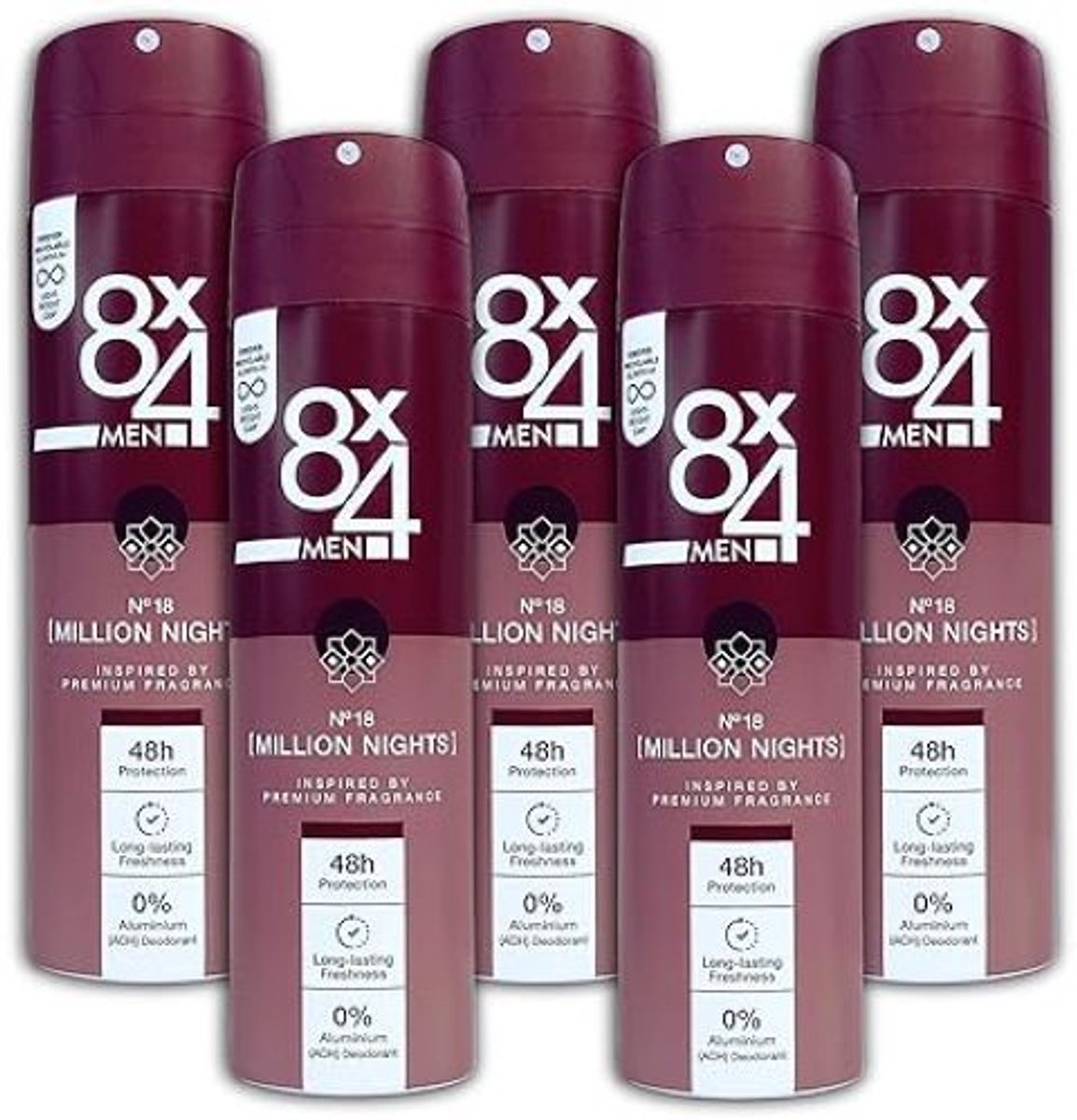 8 x 4 Deo Spray Men - No.18 Millions Nights - 5 x 150 ml