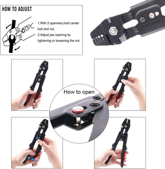Up to 2.2mm Wire Rope Crimping Tool - Wire Rope Swager Crimper - Fishing Crimping Tool met 180Pcs 1.2/1.5/2mm Aluminium Double Barrel Ferrule Crimping Loop Sleeve Kit van Merkloos — afbeelding 5